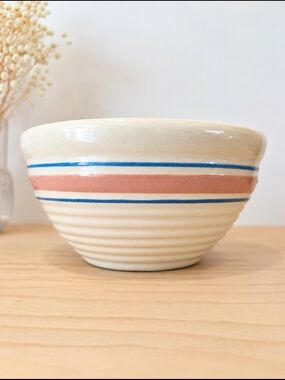 Vintage McCoy Beehive Mixing Bowl 7" – Pink & Blue Stripes USA